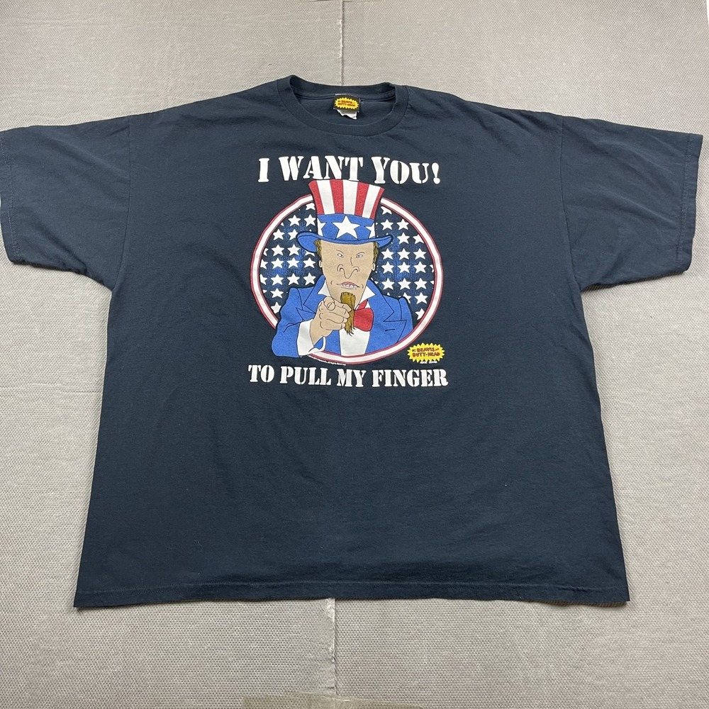 Beavis and Butt-Head Shirt Mens 2XL MTV Pull My Finger Uncle Sam Parody 2010‎